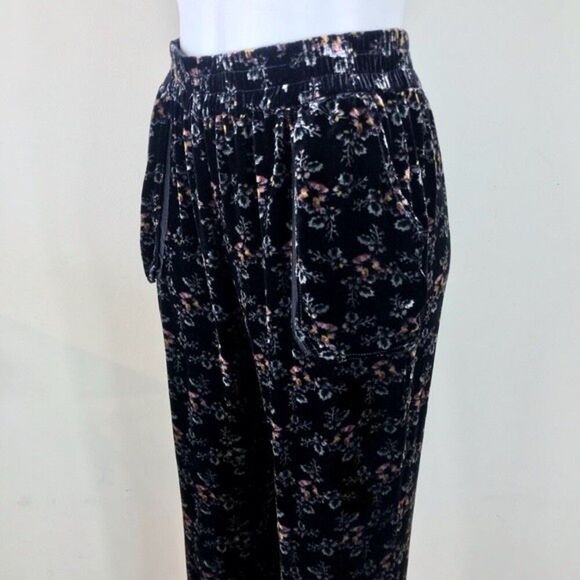 Rebecca Taylor Velvet Jogger Pants Jewel Floral Print Velour High Rise joggers 2 - Picture 7 of 9